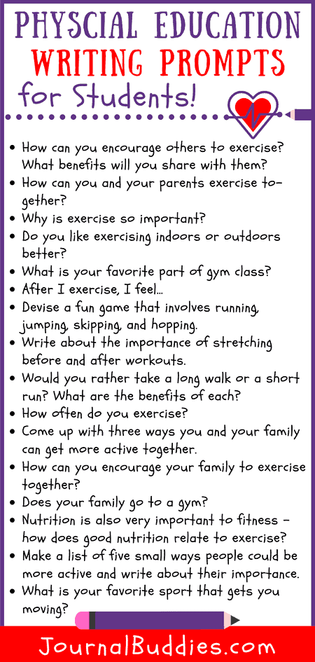 Kids Physical Education Writing Ideas and Journal Prompts